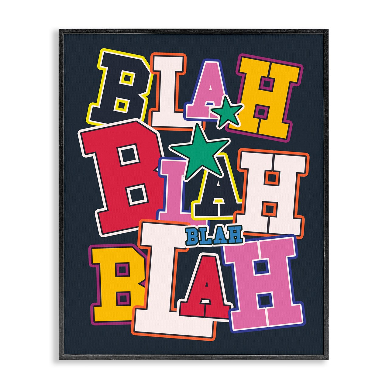Stupell Industries Bold Blah Blah Text Framed Giclee Wall Art Design by Ahmed Sayeh Hussein